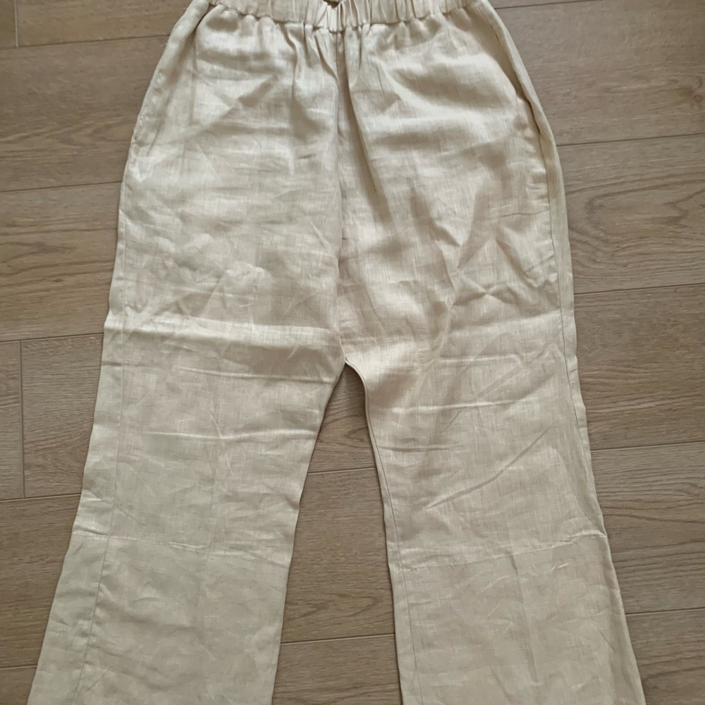 Linen Blend Cream Pants